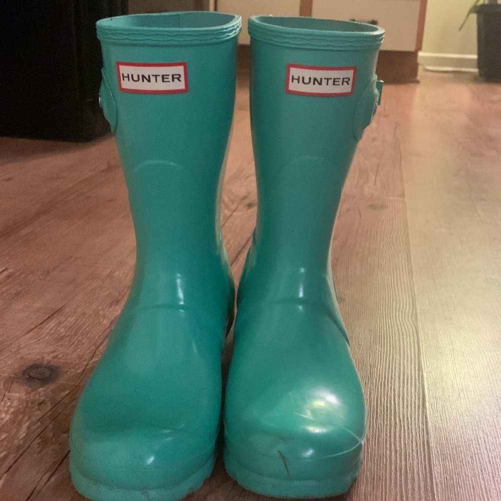turquoise hunter rain boots